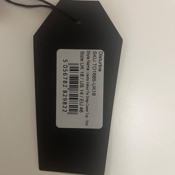 NWT Disturbia Lisette Velour Tie Strap Corset Top US 14/UK 18 - Picture 4 of 4